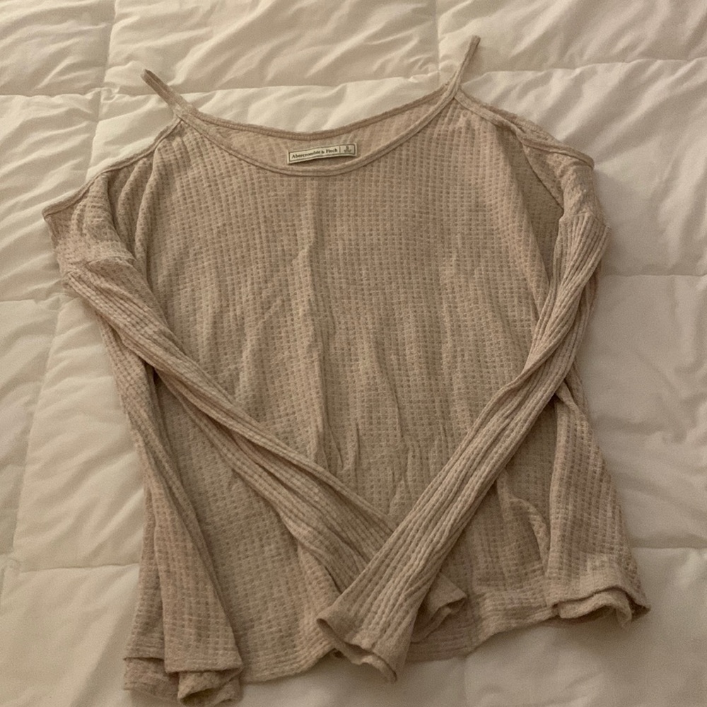 Abercrombie and Fitch Waffle Knit Cold Shoulder Top